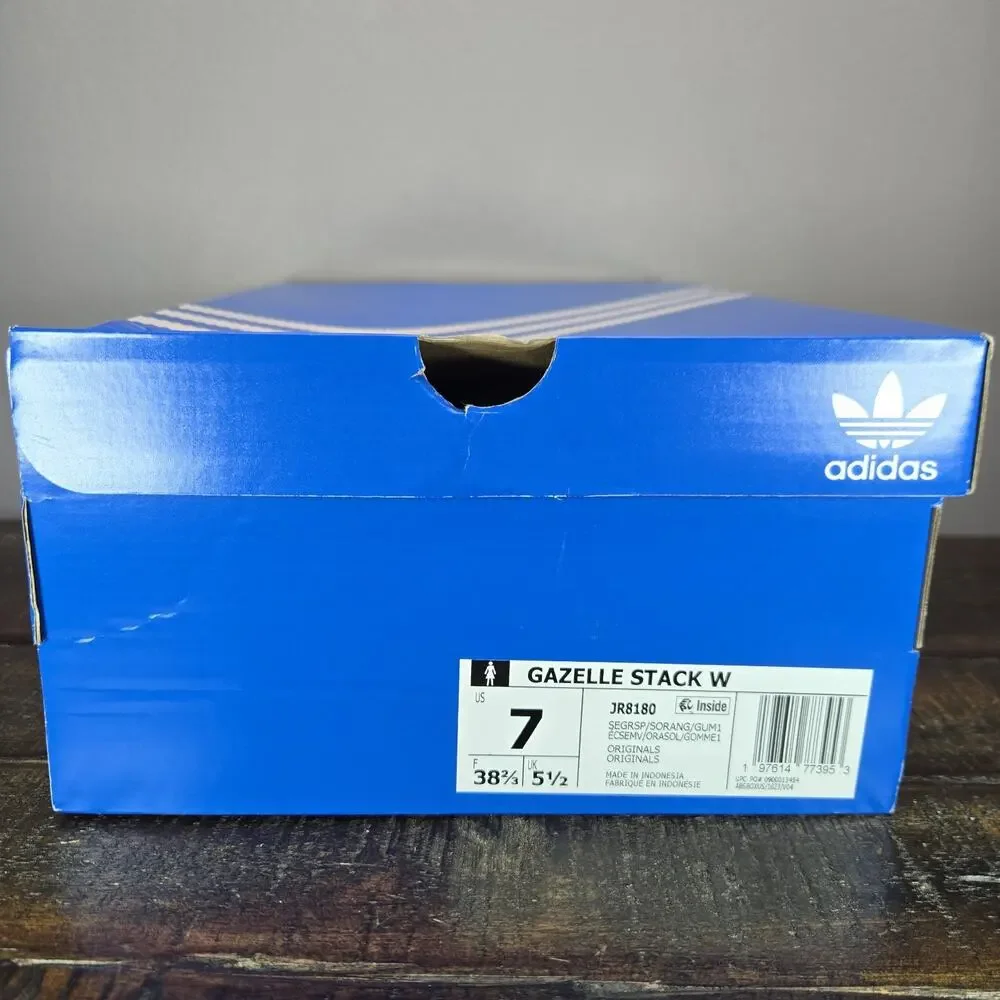 NEW Adidas Gazelle Stack Womens Size 7 Platform Shoes JR8180 Green Solar Orange